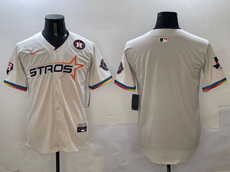 Men Houston Astros Blank Cream Fourth generation Joint Name 2025 Nike MLB Jersey style 4141